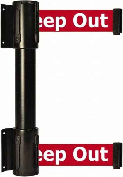 Tensator - 16.64" High x 89" Long x 3" Wide Barrier Dual Line Wall Mount - Steel, Black Powdercoat Finish, Black, Use with 898 Wall Receiver - Benchmark Tooling