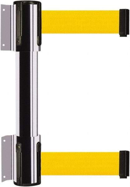 Tensator - 16.64" High x 89" Long x 3" Wide Barrier Dual Line Wall Mount - Steel, Polished Chrome Finish, Polished Chrome, Use with 898 Wall Receiver - Benchmark Tooling