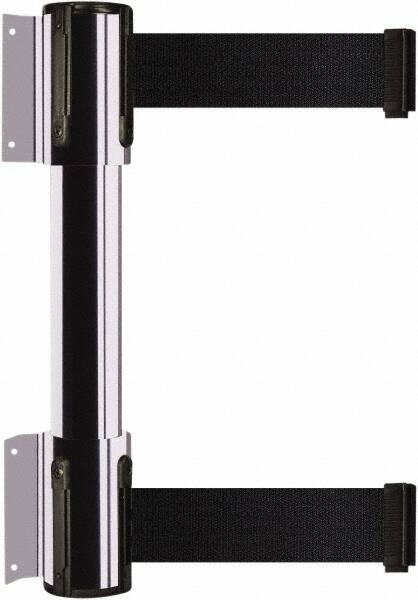 Tensator - 16.64" High x 89" Long x 3" Wide Barrier Dual Line Wall Mount - Steel, Polished Chrome Finish, Polished Chrome, Use with 898 Wall Receiver - Benchmark Tooling