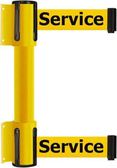Tensator - 16.64" High x 89" Long x 3" Wide Barrier Dual Line Wall Mount - Steel, Yellow Powdercoat Finish, Yellow, Use with 898 Wall Receiver - Benchmark Tooling