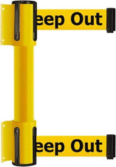 Tensator - 16.64" High x 89" Long x 3" Wide Barrier Dual Line Wall Mount - Steel, Yellow Powdercoat Finish, Yellow, Use with 898 Wall Receiver - Benchmark Tooling