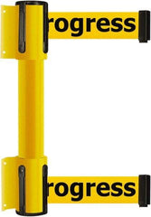 Tensator - 16.64" High x 89" Long x 3" Wide Barrier Dual Line Wall Mount - Steel, Yellow Powdercoat Finish, Yellow, Use with 898 Wall Receiver - Benchmark Tooling