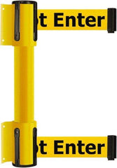 Tensator - 16.64" High x 89" Long x 3" Wide Barrier Dual Line Wall Mount - Steel, Yellow Powdercoat Finish, Yellow, Use with 898 Wall Receiver - Benchmark Tooling