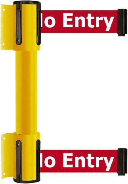 Tensator - 16.64" High x 156" Long x 3" Wide Barrier Dual Line Wall Mount - Steel, Yellow Powdercoat Finish, Yellow, Use with 898 Wall Receiver - Benchmark Tooling