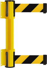 Tensator - 16.64" High x 156" Long x 3" Wide Barrier Dual Line Wall Mount - Steel, Yellow Powdercoat Finish, Yellow, Use with 898 Wall Receiver - Benchmark Tooling