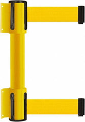 Tensator - 16.64" High x 89" Long x 3" Wide Barrier Dual Line Wall Mount - Steel, Yellow Powdercoat Finish, Yellow, Use with 898 Wall Receiver - Benchmark Tooling