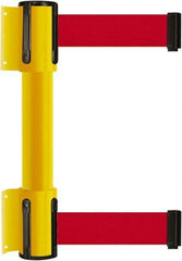 Tensator - 16.64" High x 156" Long x 3" Wide Barrier Dual Line Wall Mount - Steel, Yellow Powdercoat Finish, Yellow, Use with 898 Wall Receiver - Benchmark Tooling