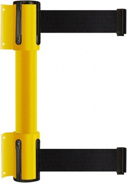 Tensator - 16.64" High x 89" Long x 3" Wide Barrier Dual Line Wall Mount - Steel, Yellow Powdercoat Finish, Yellow, Use with 898 Wall Receiver - Benchmark Tooling