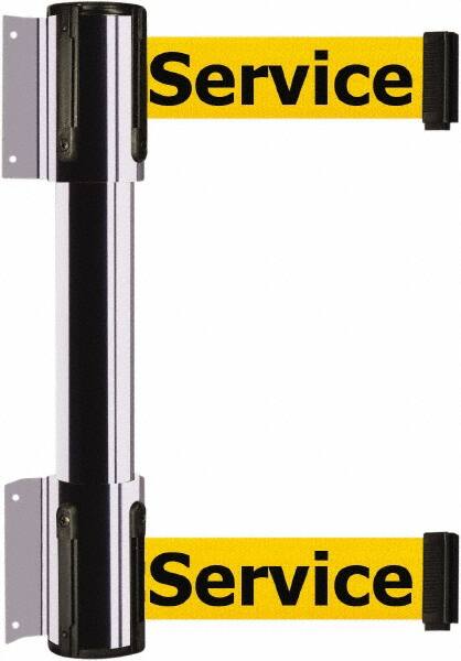 Tensator - 16.64" High x 89" Long x 3" Wide Barrier Dual Line Wall Mount - Steel, Polished Chrome Finish, Polished Chrome, Use with 898 Wall Receiver - Benchmark Tooling