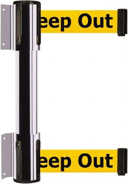 Tensator - 16.64" High x 89" Long x 3" Wide Barrier Dual Line Wall Mount - Steel, Polished Chrome Finish, Polished Chrome, Use with 898 Wall Receiver - Benchmark Tooling