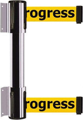 Tensator - 16.64" High x 89" Long x 3" Wide Barrier Dual Line Wall Mount - Steel, Polished Chrome Finish, Polished Chrome, Use with 898 Wall Receiver - Benchmark Tooling