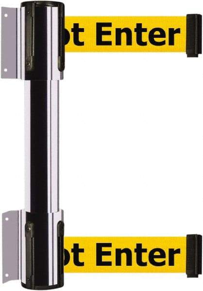 Tensator - 16.64" High x 89" Long x 3" Wide Barrier Dual Line Wall Mount - Steel, Polished Chrome Finish, Polished Chrome, Use with 898 Wall Receiver - Benchmark Tooling