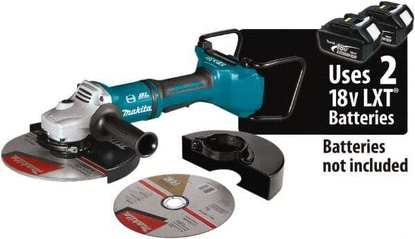 Makita - 9" Wheel Diam, 6,000 RPM, Cordless Angle & Disc Grinder - 5/8-11 Spindle, 18 Volts - Benchmark Tooling