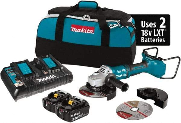 Makita - 7" Wheel Diam, 7,700 RPM, Cordless Angle & Disc Grinder - 5/8-11 Spindle, 18 Volts - Benchmark Tooling