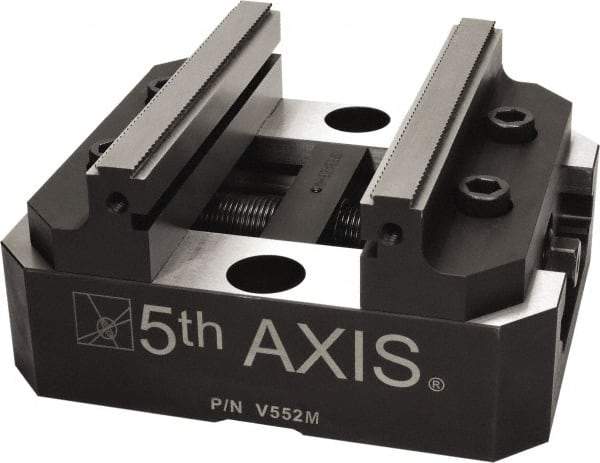 5th Axis - 125mm Jaw Width, 74mm High x 125mm Long x 125mm Wide Vise - For Use with 5 Axis Workholding Systems - Benchmark Tooling