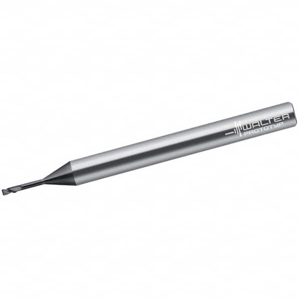 Walter-Prototyp - 2mm, 2 Flute, Single End, Solid Carbide, 0.2mm Corner Radius End Mill - 60mm OAL, 30° Helix, Right Hand Flute, 2mm LOC, Right Hand Cut, 20mm Extended Reach - Benchmark Tooling