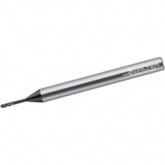 Walter-Prototyp - 0.6mm Diam, 0.6mm LOC, 2 Flute Solid Carbide Ball End Mill - Diamond Finish, Single End, 38mm OAL, 3mm Shank Diam, Spiral Flute - Benchmark Tooling
