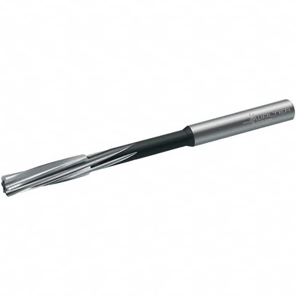 Walter-Titex - 9.87mm Cobalt 6 Flute Chucking Reamer - Spiral Flute, 10mm Straight Shank, 38mm Flute Length, 133mm OAL - Benchmark Tooling