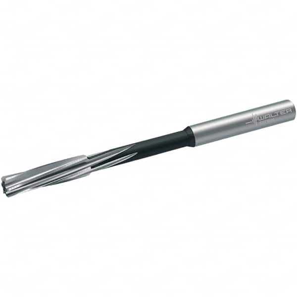 Walter-Titex - 9.5mm Cobalt 6 Flute Chucking Reamer - Spiral Flute, 9mm Straight Shank, 36mm Flute Length, 125mm OAL - Benchmark Tooling