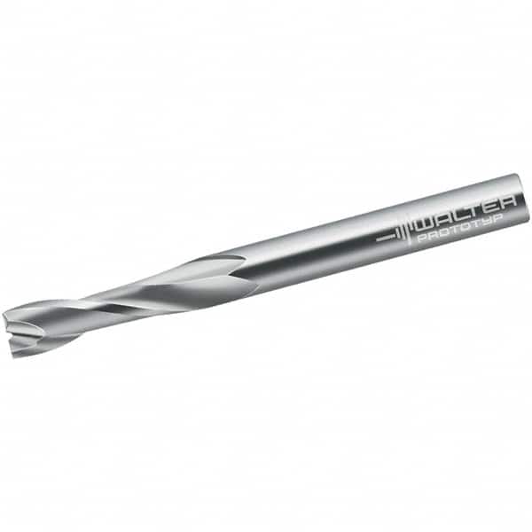 Walter-Prototyp - 20mm, 50mm LOC, 20mm Shank Diam, 125mm OAL, 2 Flute, Solid Carbide Square End Mill - Single End, Uncoated, Spiral Flute, 25° Helix, Centercutting, Right Hand Cut, Right Hand Flute - Benchmark Tooling