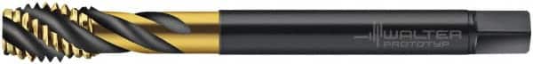 Walter-Prototyp - 1/2-13 UNC 4 Flute 2B Modified Bottoming Spiral Flute Tap - Cobalt, TiN Finish, 110.01mm OAL, Right Hand Flute, Right Hand Thread, Series AS2256005 - Benchmark Tooling