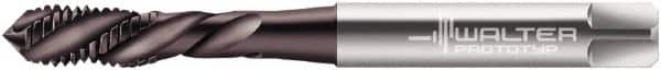 Walter-Prototyp - M10x1.50 Metric 3 Flute 6HX Modified Bottoming Spiral Flute Tap - Powdered Metal, Hardlube Finish, 100mm OAL, Left Hand Flute, Left Hand Thread, Series EP2051382 - Benchmark Tooling