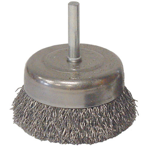 Vortec Pro 3″ Crimped Wire Cup Brush, .014″ Steel Fill, 1/4″ Stem - Benchmark Tooling