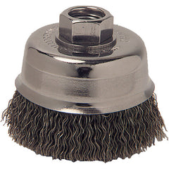 Vortec Pro 3″ Crimped Wire Cup Brush, .014″ Steel Fill, 5/8″-11 UNC Nut - Benchmark Tooling