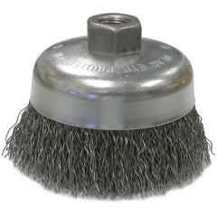 Vortec Pro 4″ Crimped Wire Cup Brush, .020″ Steel Fill, 5/8″-11 UNC Nut - Benchmark Tooling