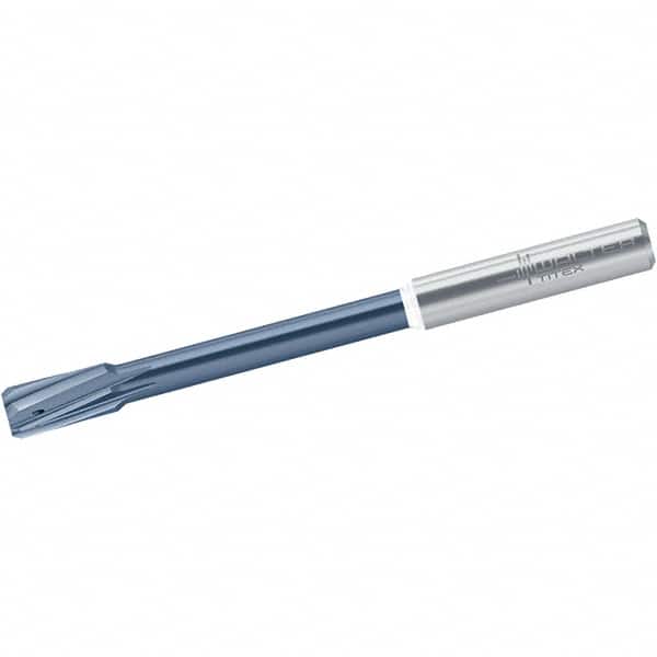 Walter-Titex - 9.5mm Solid Carbide 6 Flute Chucking Reamer - Spiral Flute, 10mm Straight Shank, 20mm Flute Length, 120mm OAL - Benchmark Tooling