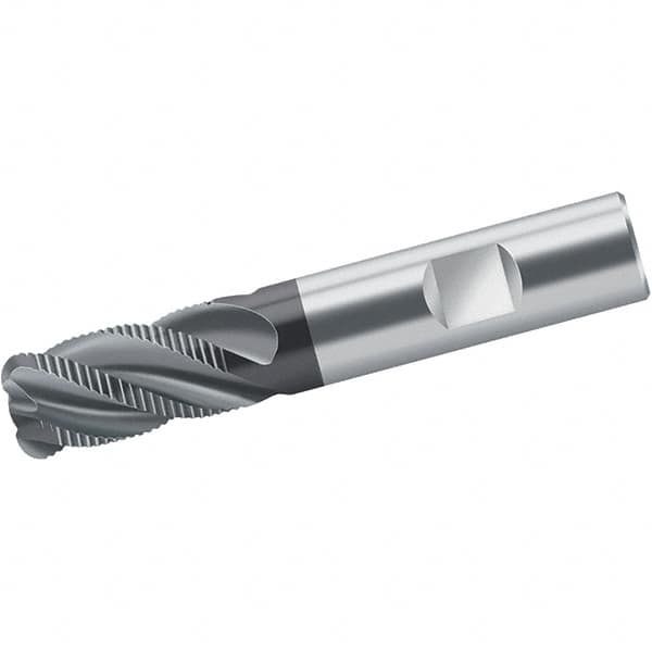 Walter-Prototyp - 8mm Diam, 19mm LOC, 4 Flute Solid Carbide 1mm Corner Radius Roughing End Mill - TiAlN Finish, 63mm OAL, 8mm Shank Diam, Single End, Centercutting, 40° Helix - Benchmark Tooling