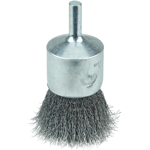 Vortec Pro 1″ Crimped Wire End Brush, .0104″ Steel Fill, 1/4″ Stem - Benchmark Tooling