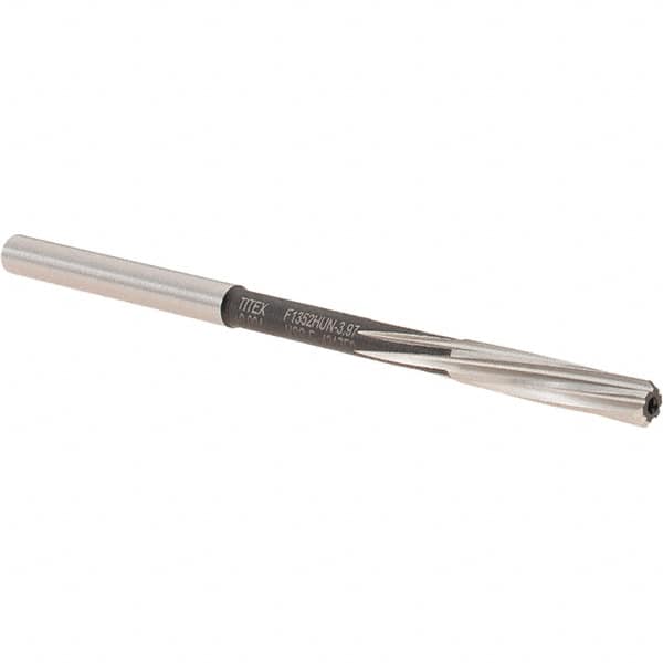 Walter-Titex - 3.97mm Cobalt 6 Flute Chucking Reamer - Spiral Flute, 4mm Straight Shank, 19mm Flute Length, 75mm OAL - Benchmark Tooling