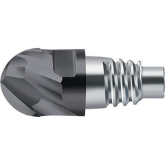 Walter-Prototyp - H8E Carbide Ball Nose Milling Tip Insert - TiAlN Finish, 2 Flutes, 10mm Cutting Diam, 5.5mm Depth of Cut, 12.4mm Extension, 0.1969" Cnr Rad - Benchmark Tooling