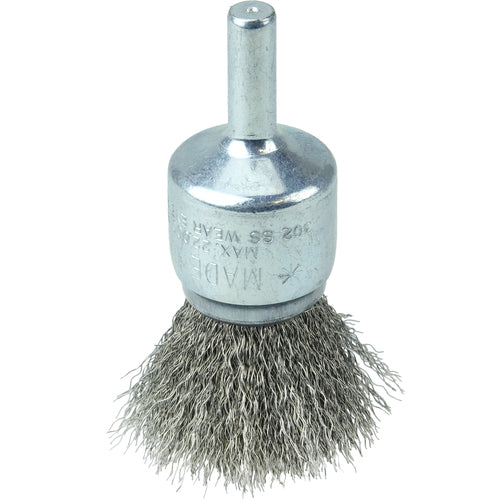 Vortec Pro 3/4″ Crimped Wire End Brush, .006″Stainless Steel Fill, 1/4″ Stem - Benchmark Tooling