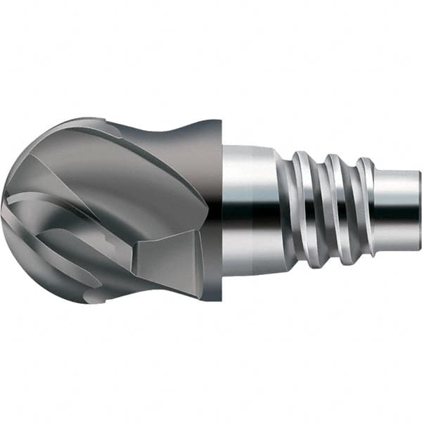 Walter - AH8E Carbide Ball Nose Milling Tip Insert - TiAlN Finish, 4 Flutes, 15.88mm Cutting Diam, 8.51mm Depth of Cut, 18.69mm Extension, 5/16" Cnr Rad - Benchmark Tooling