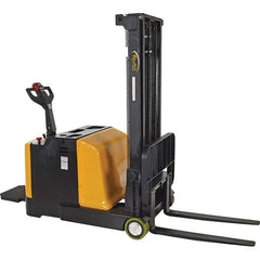 Vestil - 2,000 Lb Capacity, 118" Lift Height, Battery Powered Stacker - 2" Lowered Height, 36-1/4" Fork Length, 34" Overall Width - Benchmark Tooling