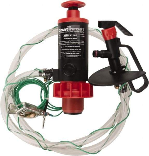 GoatThroat Pumps - 3/8" Outlet, 4 GPM, Polypropylene Hand Operated Transfer Pump - 56" OAL, For up to 55 Gal Drums, For Class I & II Flammable & Combustible Liquids - Benchmark Tooling