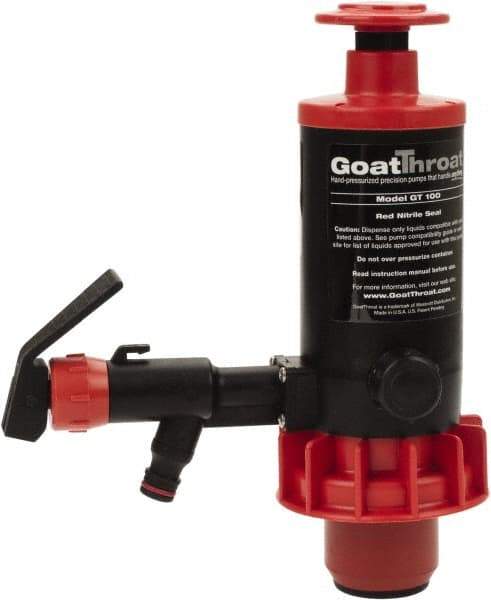 GoatThroat Pumps - 3/8" Outlet, 4 GPM, Polypropylene Hand Operated Transfer Pump - 56" OAL, For up to 55 Gal Drums, For Lightweight Oils & Petroleum Fluids with Flash Point Above 100°F (e.g., Diesel Fuel & Kerosene) - Benchmark Tooling