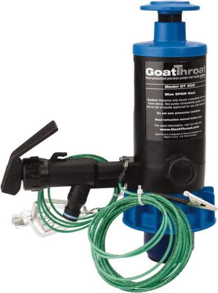 GoatThroat Pumps - 3/8" Outlet, 4 GPM, Polypropylene Hand Operated Transfer Pump - 56" OAL, For up to 55 Gal Drums, For Class I & II Flammable & Combustible Liquids - Benchmark Tooling