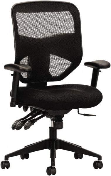 Basyx - 44-1/2" High High Back Chair - 30" Wide x 26" Deep, Padded Mesh Seat, Black - Benchmark Tooling