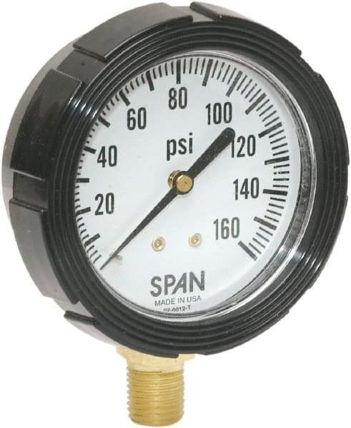 Span - 2-1/2" Dial, 1/4 Thread, 30-0-30 Scale Range, Pressure Gauge - Lower Connection Mount, Accurate to 1% Full-Scale of Scale - Benchmark Tooling