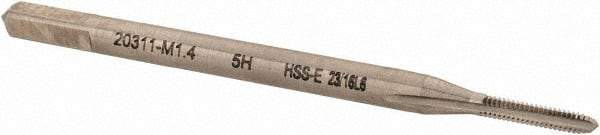 Walter-Prototyp - M1.4x0.30 Metric 6H 3 Flute Bright Finish Cobalt Straight Flute Machine Tap - Modified Bottoming, Right Hand Thread, 40mm OAL, 6.5mm Thread Length, Oversize - Exact Industrial Supply