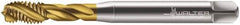 Walter-Prototyp - M7x1.00 Metric 3 Flute 6H Modified Bottoming Spiral Flute Tap - Cobalt, TiN Finish, 80mm OAL, Right Hand Flute, Right Hand Thread, Series 7051775 - Exact Industrial Supply