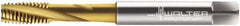 Walter-Prototyp - M4x0.70 Metric 3 Flute 6H Modified Bottoming Spiral Flute Tap - Cobalt, TiN Finish, 63mm OAL, Right Hand Flute, Right Hand Thread, Series 2041215 - Exact Industrial Supply