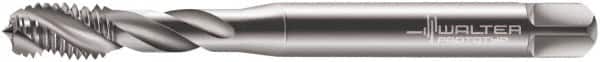 Walter-Prototyp - M2.3x0.40 Metric 3 Flute 6H Modified Bottoming Spiral Flute Tap - Cobalt, Bright Finish, 45mm OAL, Right Hand Flute, Right Hand Thread, Series 7051770 - Exact Industrial Supply