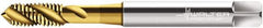 Walter-Prototyp - M3.5x0.60 Metric 3 Flute 6H Modified Bottoming Spiral Flute Tap - Cobalt, TiN Finish, 56mm OAL, Right Hand Flute, Right Hand Thread, Series P2051905 - Exact Industrial Supply