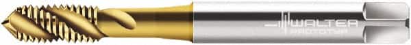 Walter-Prototyp - #10-32 UNF 3 Flute 2B Modified Bottoming Spiral Flute Tap - Cobalt, TiN Finish, 70mm OAL, Right Hand Flute, Right Hand Thread, Series P2351905 - Exact Industrial Supply