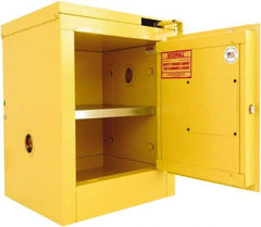 Securall Cabinets - 1 Door, 1 Shelf, Yellow Steel Standard Safety Cabinet for Flammable and Combustible Liquids - 24" High x 17" Wide x 17" Deep, Self Closing Door, 3 Point Key Lock, 4 Gal Capacity - Benchmark Tooling