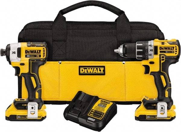 DeWALT - 20 Volt Cordless Tool Combination Kit - Includes Brushless Compact Drill/Driver & Impact Driver, Lithium-Ion Battery Included - Benchmark Tooling